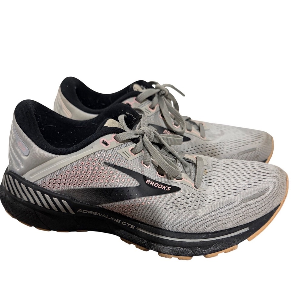 Brooks Adrenaline GTS 22 Womens 8 Wide Running Shoes Grey Black Pink 1203531D035